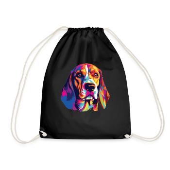 Wasserfarben Farbenfroher Beagle Harrier - Turnbeutel - Schwarz - Vorne