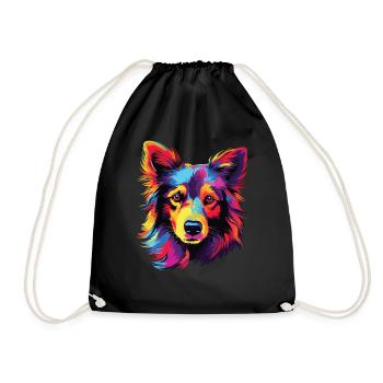 Wasserfarben Farbenfroher Islandhund - Turnbeutel - Schwarz - Vorne