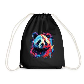 Wasserfarben Farbenfroher Panda bunte Tiere - Turnbeutel - Schwarz - Vorne