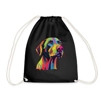 Wasserfarben Farbenfroher Plott Hound - Turnbeutel - Schwarz - Vorne