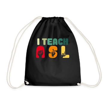 American Sign Language Sped Teacher Vintage Finger - Turnbeutel - Schwarz - Vorne