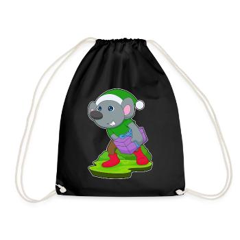 Mouse Christmas Package - Drawstring Bag - black - Front