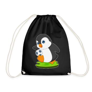 Penguin Soccer Player Soccer - Drawstring Bag - black - Front