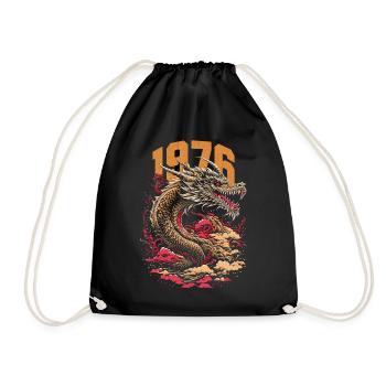 1976 Vintage Dragon Chinese Zodiac - Drawstring Bag - black - Front