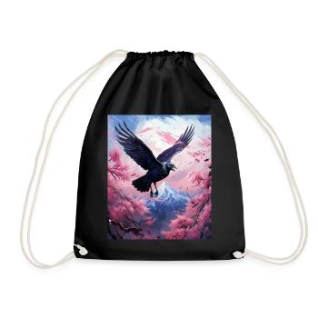 Japanese Art Japanese Woodblock Art Print Mount - Drawstring Bag - black - Front