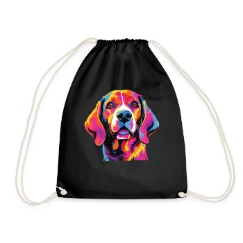 Wasserfarben Farbenfroher Beagle Harrier - Turnbeutel - Schwarz - Vorne