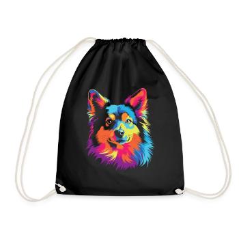 Wasserfarben Farbenfroher Islandhund - Turnbeutel - Schwarz - Vorne