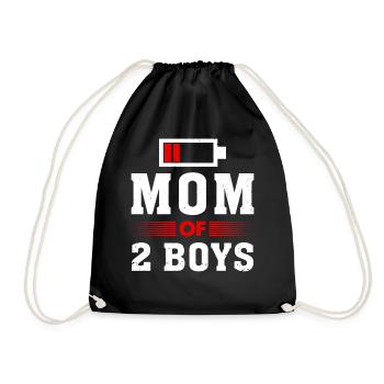 Mom of 2 Boys Mom and Son Matching Mom - Drawstring Bag - black - Front