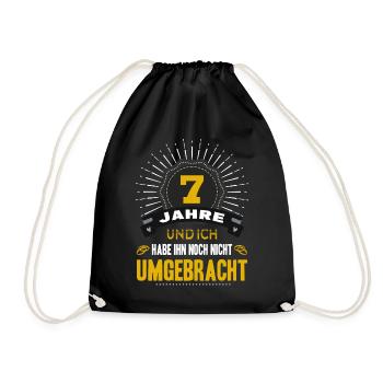 7 Hochzeitstag Ehefrau 7 Jahre Ehe Kupferhochzeit - Turnbeutel - Schwarz - Vorne