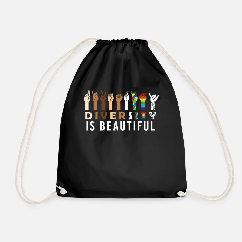Diversity Is Beautiful Positivity ASL Sign Languag - Turnbeutel - Schwarz