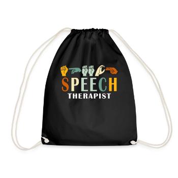 Speech Therapist American Sign Language Retro - Turnbeutel - Schwarz - Vorne