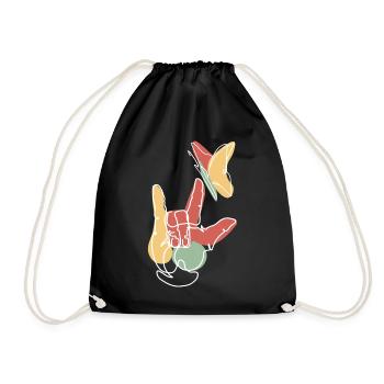 I Love You SIgn Language ASL Retro Boho Aesthetic - Turnbeutel - Schwarz - Vorne