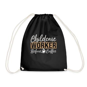 Childcare Worker Before Babysitting Coffee Lover - Drawstring Bag - black - Front