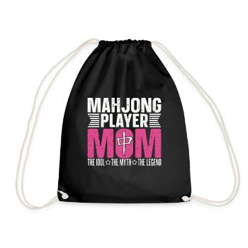 Mahjong Player Mom The Idol The Myth Loves Mahjong - Drawstring Bag - black - Front