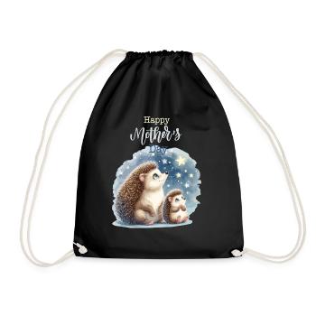 Muttertag Mama Igel Kind Mutter Geschenk Familie - Turnbeutel - Schwarz - Vorne