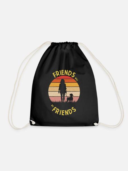Friends will be Friends Dog and Mistress - Drawstring Bag - black