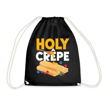 Pancake Lover Kids Pun Holy Crepe - Drawstring Bag - black - Front