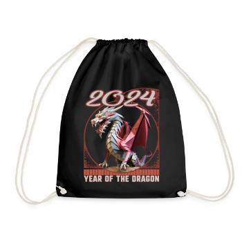 Chines New Year of Dragon Origami Dragon Paper - Drawstring Bag - black - Front