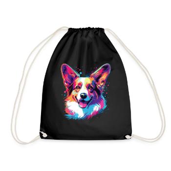 Aquarelle colorée Pembroke Welsh Corgi - Sac de sport léger - noir - Devant