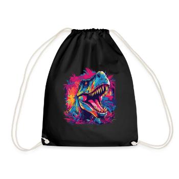 Watercolor Colorful T-rex Colorful Animals - Drawstring Bag - black - Front