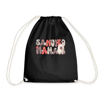 Samoyed Groovy Samoyed Mom - Drawstring Bag - black - Front