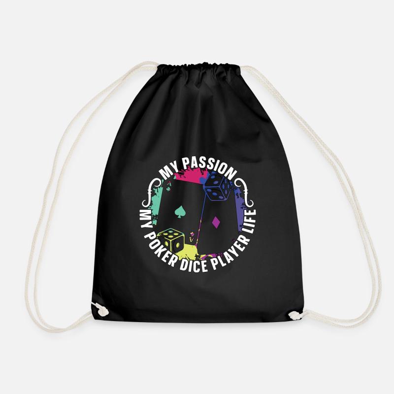Poker Dice Player My Passion My Poker Card Game - Drawstring Bag - black