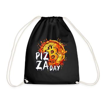 Bitcoin Pizza Day May 22nd Funny Crypto Currency C - Turnbeutel - Schwarz - Vorne