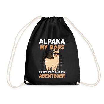 Wandern Bergsteigen Wanderer Alpaka - Turnbeutel - Schwarz - Vorne