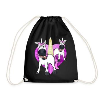Unicorns Heart Unicorn Mythical Creature Birthday Child - Drawstring Bag - black - Front