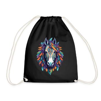 Oeuvre de mandala cheval spirituel - Sac de sport léger - noir - Devant