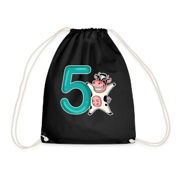 Motif 5ème anniversaire Vache - Cinq ans - Sac de sport léger - noir - Devant