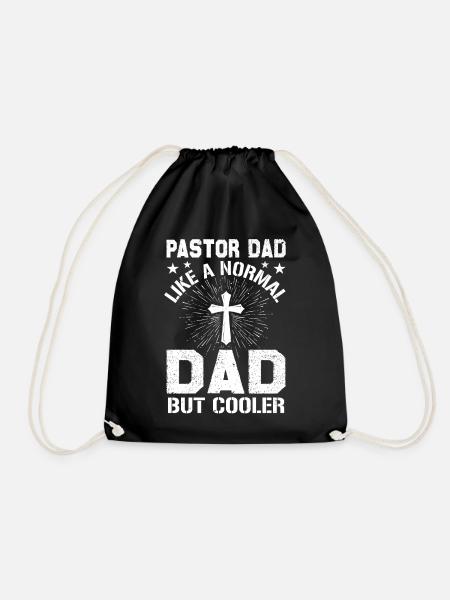 Pastor and Dad Pastor Gifts for Men Fathers Day - Drawstring Bag - black