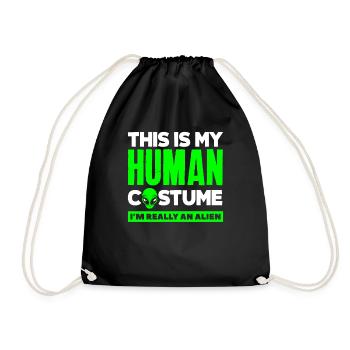 Human Costume Alien Lover - Drawstring Bag - black - Front