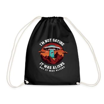 Alien Abduction Aliens Flying Saucer - Drawstring Bag - black - Front