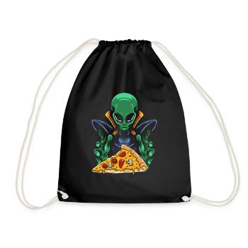 Alien Pizza - Drawstring Bag - black - Front
