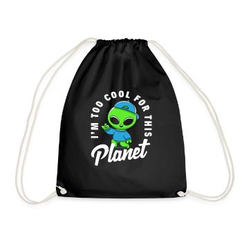 Lustiges Alien Kinder - Turnbeutel - Schwarz - Vorne