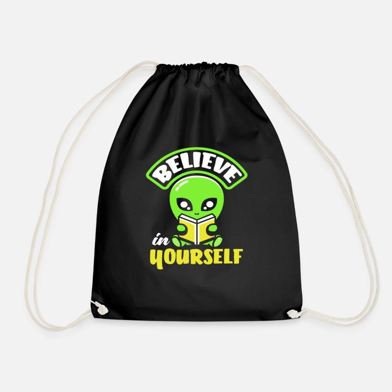Alien Menschen Nicht Echt Außerirdisch Geschenk - Turnbeutel - Schwarz