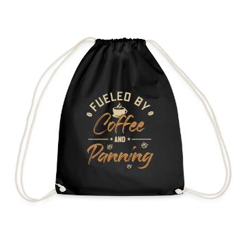 Fueled by Coffee and Panning Prospecting Miner - Drawstring Bag - black - Front