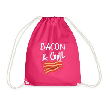 Bacon & Grill Fun Breakfast Bacon Lovers - Drawstring Bag - fuchsia - Front