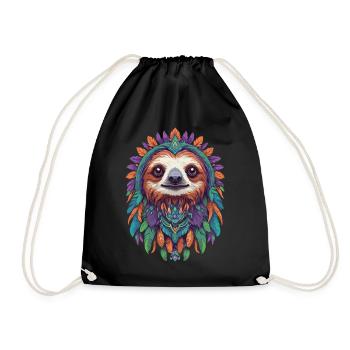 Spiritual Sloth Mandala Power Animal Streetwear - Drawstring Bag - black - Front