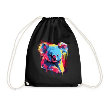 Wasserfarben Farbenfroher Koala bunte Tiere - Turnbeutel - Schwarz - Vorne