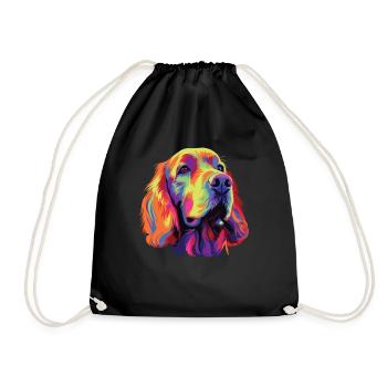 Wasserfarben Farbenfroher Clumber Spaniel - Turnbeutel - Schwarz - Vorne