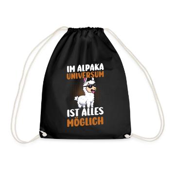 Alpaca - Drawstring Bag - black - Front