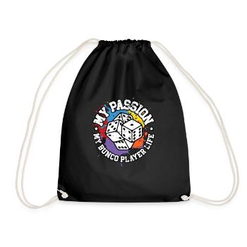 Bunco Player My Passion My Bunco Player Party Game - Drawstring Bag - black - Front