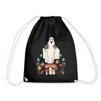 Frohe Natur Gespenst Flora Herbst Halloween - Turnbeutel - Schwarz - Vorne