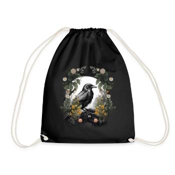 Corbeau, Nature, Fleurs, Corbeau, Corbeaux, Corbeaux, Printemps Sombre - Sac de sport léger - noir - Devant