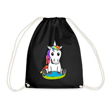 Einhorn Fabelwesen Schwimmreifen Schwimmer Kind - Turnbeutel - Schwarz - Vorne
