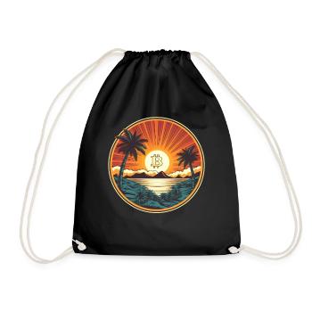 Retro Beach Sunset Funny Crypto Blockchain - Turnbeutel - Schwarz - Vorne