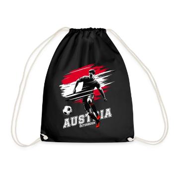 Fußball Österreich Austria Flagge Fahne Spieler - Turnbeutel - Schwarz - Vorne