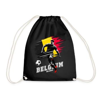 Football Belgium Belgique Flag Flag Player - Drawstring Bag - black - Front